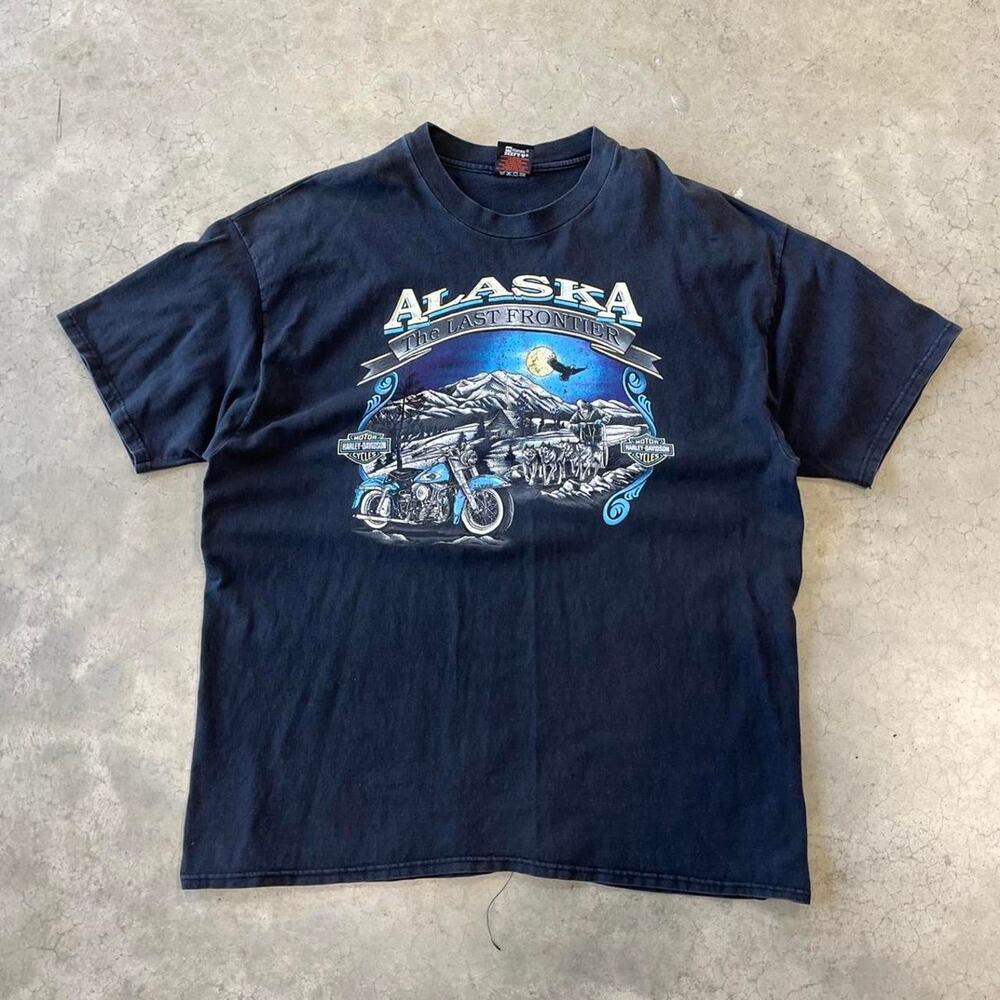Vintage‎ 1990s alaska harley graphic tee